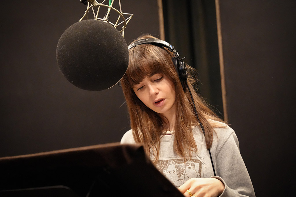 Lily Collins recording The Moomin Phenomenon