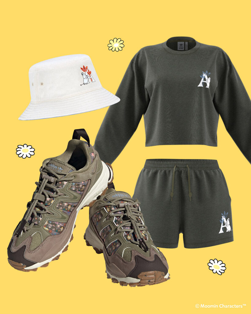 Adidas sneakers, hat and sweats with moomin