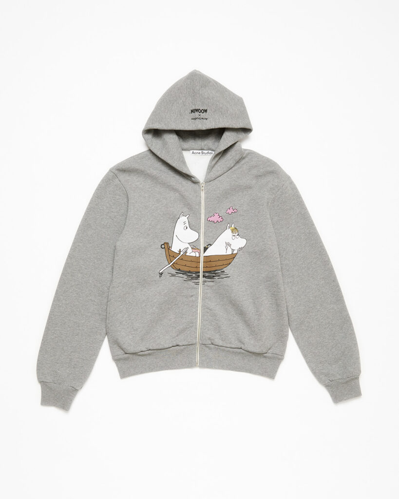 grey moomin acne hoodie